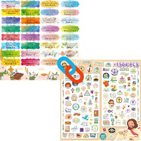 600+1504 PCS Chrisitan Bible Verse Stickers Bulk