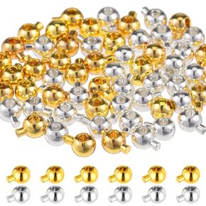 60 Pcs Stopper Crimp Beads for Jewelry Making, Crimp Beads Stopper for Bracelets and Necklaces 3 mm Round Positioning Spacer Bead Positioning Spacer Bead for Jewelry Making Gold Silver MetalBead