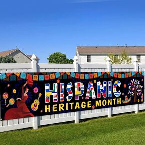 Xifan Hispanic Honorage Month Banner 98x19.2 بوصة ، البلدان الناطقة الإسبانية معلقة الزخرفة ، لاتيني أمريكا اللاتينية لافتة ساحة ، ملصق متينة للشهر الوطني من أصل إسباني للمنتخب الخلفي للسيارة الداخلية للسياج في الهواء الطلق في الهواء الطلق