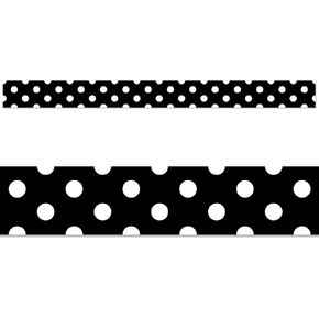 CTP Polka Dots on Black EZ Border Bulletin Board Border for Classroom (Creative Teaching Press 10492), 48 ft per Package