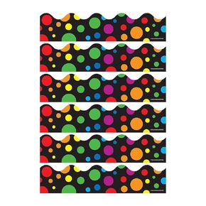 Carson Dellosa Education Big Rainbow Dots Scalloped Border, 39 Feet Per Pack, 6 Packs