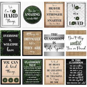Sepamoon 12 PCS Farmhouse Classroom Decor Corner Corner Poster Poster Rustic Burlap Signs Poster Poster Bulletin Proger for School Bedroom Decoration ، 12 "× 10"