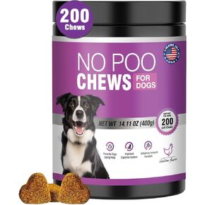 200 Chews No Poo Chews for Dogs -Coprophagia Stool Eating Deterrent for Dogs-Stop Eating Poop Supplement with Probiotics&Digestive Enzymes-Chicken Flavor-Breath Freshener