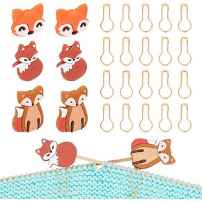 Nbeads 6 PCS Fox Knitting Edele Stopters with 20 pcs kilt pin schitch markers ، eedle point stiterors pear lape rebin