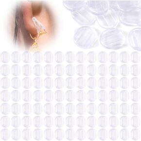 100 pcs منصات القرط ، وسادات وسائد الراحة الراحة ، ومقطع بلاستيكي على منصات قرط ، وأقراط الراحة الواضحة مقطع من وسادات لحفل الزفاف اليومية ارتداء