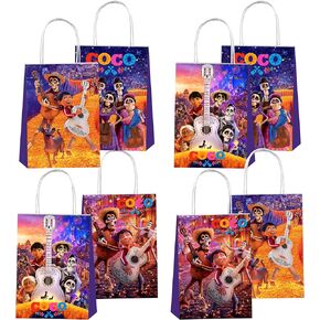 Boykim 12pcs أكياس هدايا حفلة عيد ميلاد Coco ، أكياس حلوى الكرتون ، 8.3 "× 5.9" × 2.75 "