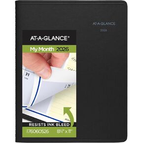 AT-A-GLANCE 2026 Planner Contensment Book ، Monthly ، 8.25 "× 11" ، كبير ، Quicknotes ، Black (76060526)