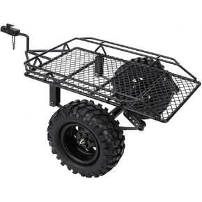 01 Trailer Hopper Trail, Metal Rc Bucket Trailer, Simulation Trailing Car Toy Set for Trx4 D90 Scx10 DIY Parts Rc Crawler Car DIY Kit (Black)