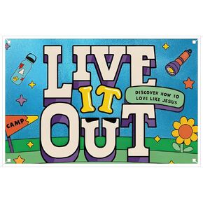 Oudain Live It Out VBS 2025 Backdrop 9 × 6 قدم زخرفة خلفية لدعم Booth Party Class -Booth Love مثل يسوع ويعيش مثل يسوع يصلي المحبة التي تخدم التسامح مع إظهار أعمال اللطف البسيطة