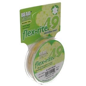 The Beadsmith Flex-Rite Wire – 49 Strand, Nylon Coated, Stainless Steel Beading Wire – Satin Gold Color, 018" Diameter, 100-foot Spool – Flexible Wire for Necklace, Bracelet and Jewelry Making