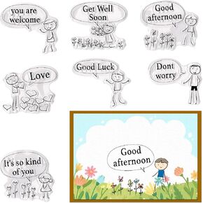 ABTOLS Cartoon Man Clear Stamps for Card Making, Flower Clear Rubber Stamps Sentiments Words Silicone Reusable Stamp for DIY Scrapbooking Paper Craft Album Decor