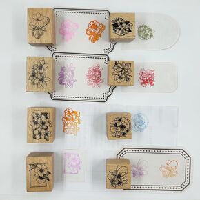 8Pcs Wooden Mounted Rubber Stamps Plant and Flower Decorative Vintage Wood Mounted Rubber Stamp for Art and Craft DIY Card Making Scrapbooking