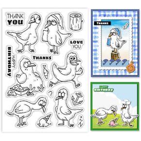 Globleland Seagull Clear Stamps Cartoon Animals Silicone Silicon Clear Stamp Seals مرساة طوابع شفافة لبطاقات Diy Scrapbooking Making Photo Journal