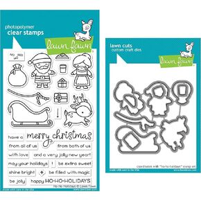 Lawn Fawn Ho-Ho Holidays Clear Stamps and Coordinating Dies - Bundle of 2 Items (LF2029, LF2030)