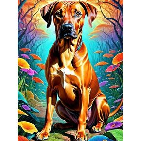 Rhodesian Ridgeback DIY Diamond Painting Kits ، COLLULL DOG ​​COLL SHOLE REOLL DIAMOND DOTS PAITHS للمبتدئين 5D DIY Pictures Gem Art Painting Set 12x16 Inch