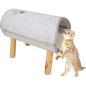Cat Tunnel Bed, Soft Comfortable Nonslip Elevated Cat Tunnel Bed with Plush Cushion for All Seasons