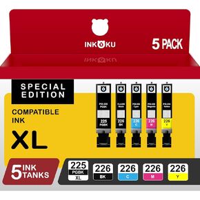 225XL 226XL Compatible for Canon 225 226 Ink Cartridges PGI-225XL CLI-226XL PGI-225 Compatible with Canon MX882 MG5220 MG5320 MG6120 MG6220 IP4820 IP4920 Printers (5XL Pack, Multicolor)