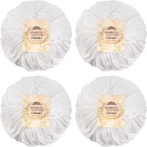 Jubileeyarn Bamboo Cotton خيوط مكتنزة - 100 جم/كرة - شعاع القمر - 4 كرات