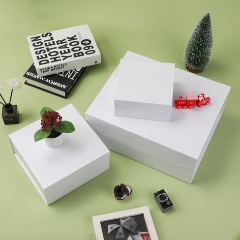 1 Pcs White Gift Box Large 13x11x5.3 Inch Large Black Gift Box Large Magnetic Gift Box with Crinkle Paper White Large Gift Box with Shredded Paper Luxury Gift Boxes with Lids for Presents in Kuwait