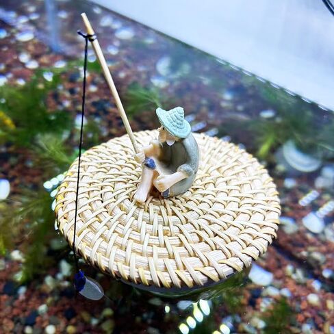 Floating Fish Tank Decoration,Cute Mini Fisherman Aquarium Decoration,Fish Tank Accessorie,Fish Toy for Betta Cichlid Goldfish Shrimps Hermit Crabs (Lotus Leaf) in Saudi Arabia