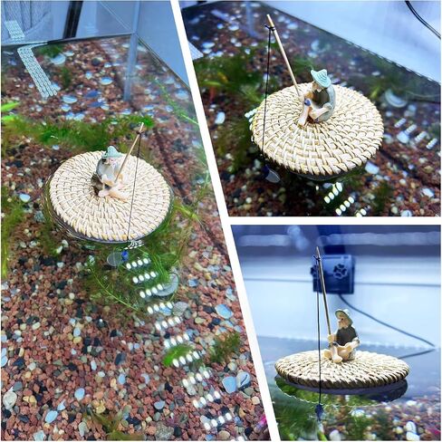 Floating Fish Tank Decoration,Cute Mini Fisherman Aquarium Decoration,Fish Tank Accessorie,Fish Toy for Betta Cichlid Goldfish Shrimps Hermit Crabs (Lotus Leaf) in Saudi Arabia