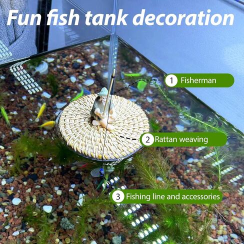 Floating Fish Tank Decoration,Cute Mini Fisherman Aquarium Decoration,Fish Tank Accessorie,Fish Toy for Betta Cichlid Goldfish Shrimps Hermit Crabs (Lotus Leaf) in Saudi Arabia