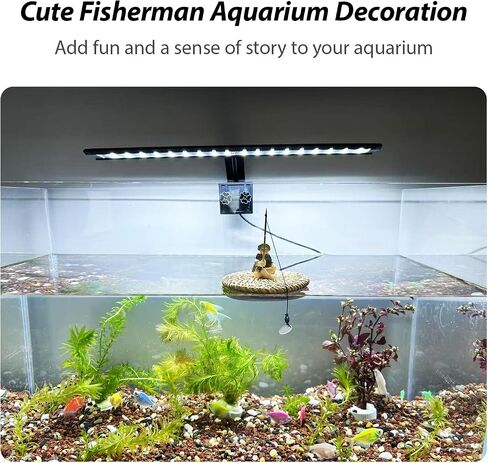 Floating Fish Tank Decoration,Cute Mini Fisherman Aquarium Decoration,Fish Tank Accessorie,Fish Toy for Betta Cichlid Goldfish Shrimps Hermit Crabs (Lotus Leaf) in Saudi Arabia