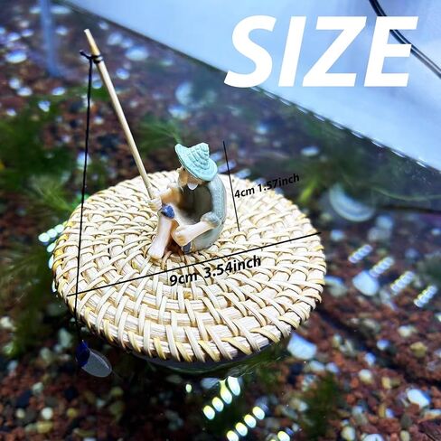 Floating Fish Tank Decoration,Cute Mini Fisherman Aquarium Decoration,Fish Tank Accessorie,Fish Toy for Betta Cichlid Goldfish Shrimps Hermit Crabs (Lotus Leaf) in Saudi Arabia