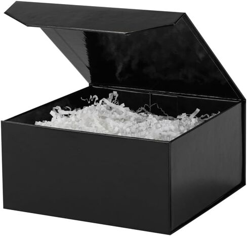 1 Pcs White Gift Box Large 13x11x5.3 Inch Large Black Gift Box Large Magnetic Gift Box with Crinkle Paper White Large Gift Box with Shredded Paper Luxury Gift Boxes with Lids for Presents in Kuwait