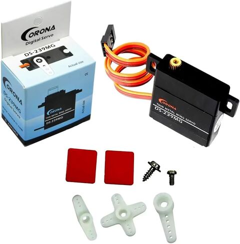 2Pcs Corona DS239MG Digital Servo Motor Slim Wing Metal Gear 4.6kg/0.15sec/22g for RC Glider Fixed-Wing Plane Robot in Kuwait