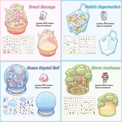 DIY 3D House Sticker Scene - 16 Sets Fun 3D Stickers for Adults Kids Relief Stress Pass The Time in Kuwait