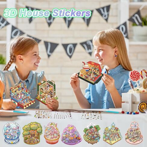 DIY 3D House Sticker Scene - 16 Sets Fun 3D Stickers for Adults Kids Relief Stress Pass The Time in Kuwait