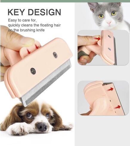 TopMed ETS Deshedding Tool For Dogs & Cats, Pet Grooming Brush For All Kind Of Pet Hair, Reduces Shedding Effectively Proven Grooming Tools for Dogs Cats and Other Animals (Small, Pink) in Saudi Arabia