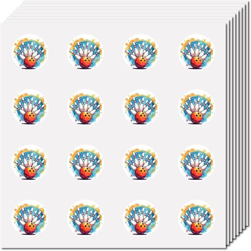 CREATCABIN 128Pcs Bowling Sticker Sports Planner Stickers Self-Adhesive Helmet Sticker Waterproof Round Dot Cartoon Decals Bulk Tags for Scrapbooking Craft Calendar Water Bottles Laptop Letter 2.5cm in Saudi Arabia