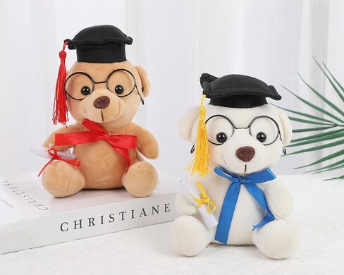 Lassos Boutique Graduation Bear 2025 Grad Stuffed Animal Plush Bear with Bachelor Cap, Glasses, Diploma Scroll for Table Shelf Home Decor, Gift Favor (White) in Saudi Arabia