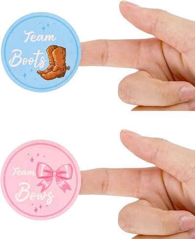 54pcs Gender Reveal Stickers, 1.97 Inch Team Boy or Girl Round Decals Blue and Pink Baby Shower Labels for Gift Wrapping Scrapbook Envelope Games Party Favors Decoration (Boots & Bows) in Saudi Arabia