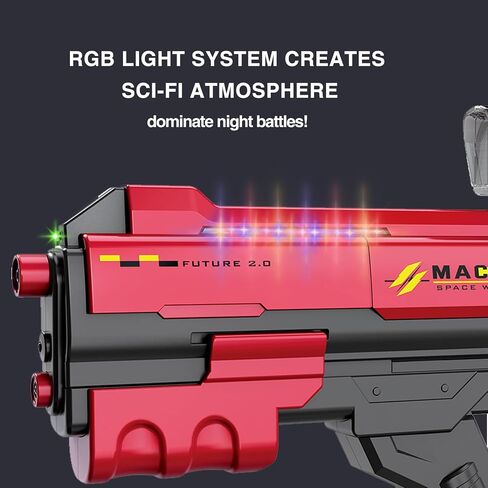 Electric Water Gun with LED Chasing Lights, 35 FT, Automatic & Manual Dual Mode High Powered High Capacity Squirt Guns for Adult Kid (Red) in Saudi Arabia