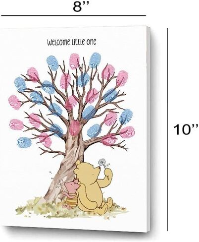 Azbuk Winnie Baby Gender Reveal Guest Book, Baby Shower Winnie Fingerprint Tree, Baby Shower Signature Book with Ink, Gender Reveal Party Creative Game Keepsake in Saudi Arabia