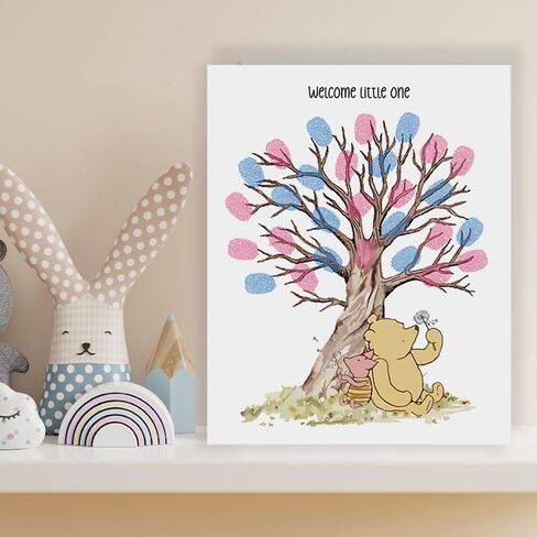 Azbuk Winnie Baby Gender Reveal Guest Book, Baby Shower Winnie Fingerprint Tree, Baby Shower Signature Book with Ink, Gender Reveal Party Creative Game Keepsake in Saudi Arabia