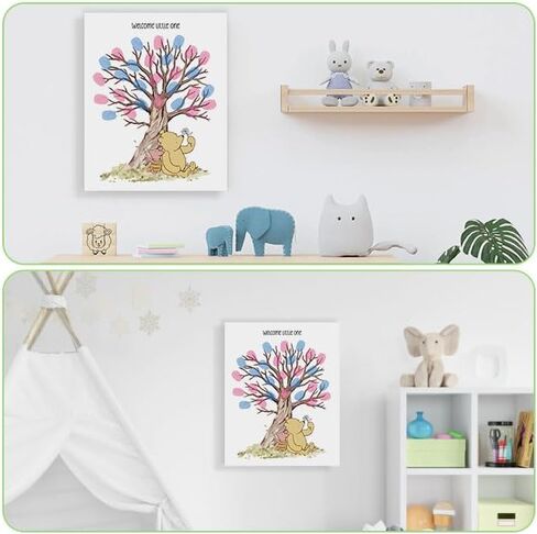Azbuk Winnie Baby Gender Reveal Guest Book, Baby Shower Winnie Fingerprint Tree, Baby Shower Signature Book with Ink, Gender Reveal Party Creative Game Keepsake in Saudi Arabia