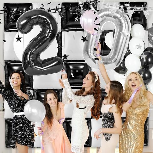 MEMOVAN Black White Square Foil Balloons Wall Double Sided Checkered Balloon Backdrop Balloons Arch Garland Black White Checkered Balloon Backdrop for Racing Themed Birthday Wedding Baby Shower 25pcs in Saudi Arabia