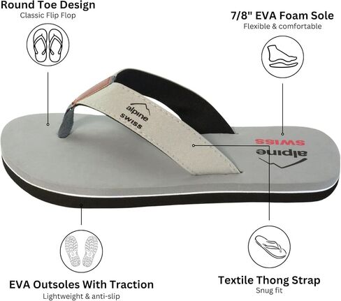 Alpine Swiss Mens Flip Flops Beach Sandals Lightweight EVA Sole Comfort Thongs in Saudi Arabia