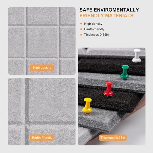 Moonlight Gray Felt Bulletin Board Set - لوحات تنظيم الحائط 6 قطع | الديكور متعدد الاستخدامات للمكتب والمنزل والفصول الدراسية (Moonlight Gray) in Saudi Arabia