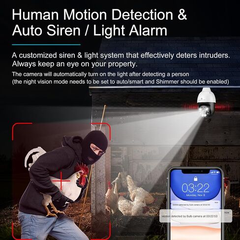 SYMYNELEC 5GHz/2.4GHz Light Bulb Security Camera Outdoor Waterproof 2.5K, Dual-Band WiFi Light Socket Security Camera with AI Human Motion Detection Tracking 4MP Color Night Vision Siren Alarm Alexa in Saudi Arabia