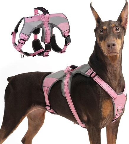 Mihachi Dog Harness for Medium Dogs, Escape Proof No Pull Service Vest with Reflective Strips and Control Handle, Adjustable and Cozy for Easy Walking, No Choke Pet Harness with 2 Metal Rings, Blue M in Saudi Arabia