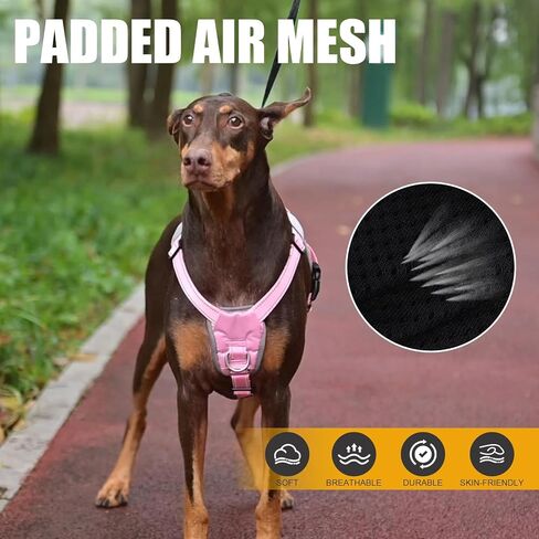 Mihachi Dog Harness for Medium Dogs, Escape Proof No Pull Service Vest with Reflective Strips and Control Handle, Adjustable and Cozy for Easy Walking, No Choke Pet Harness with 2 Metal Rings, Blue M in Saudi Arabia