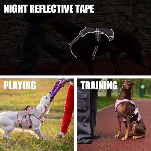 Mihachi Dog Harness for Medium Dogs, Escape Proof No Pull Service Vest with Reflective Strips and Control Handle, Adjustable and Cozy for Easy Walking, No Choke Pet Harness with 2 Metal Rings, Blue M in Saudi Arabia