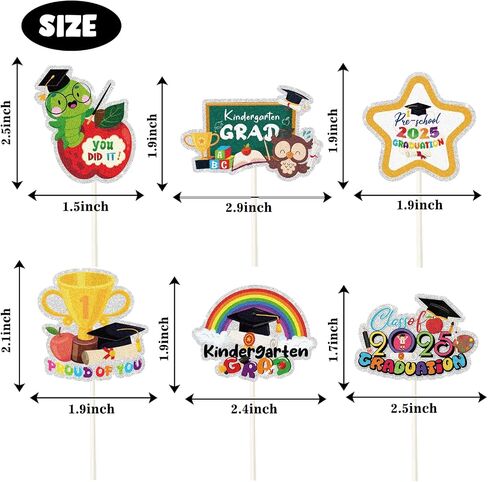 2025 Kindergarten Graduation Cupcake Toppers,Preschool Graduation Cupcake Toppers for School Class Activity Grad Party,2025 Preschool Graduation Party Decor Supplies.18Pcs in Kuwait