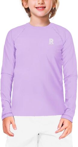 Remimi Unisex Kids Rash Gurad Long Sleeve SPF 50+ Sun Shirts with Thumb Hole 3-12 Years in Kuwait