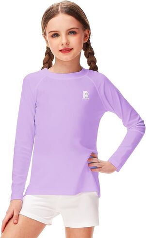 Remimi Unisex Kids Rash Gurad Long Sleeve SPF 50+ Sun Shirts with Thumb Hole 3-12 Years in Kuwait